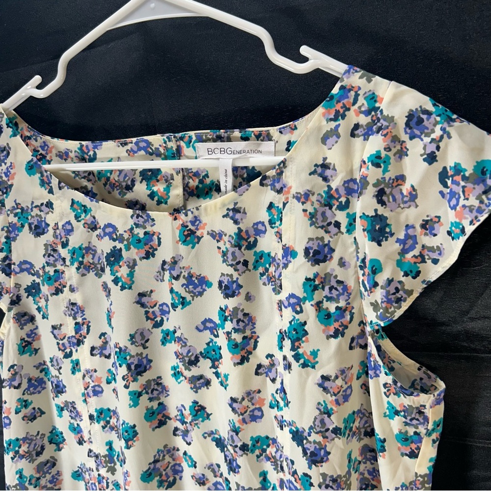 BCBGeneration Atlantis Cont Pocket Dress Shift Cap Sleeve Floral Print Size M - Picture 6 of 11